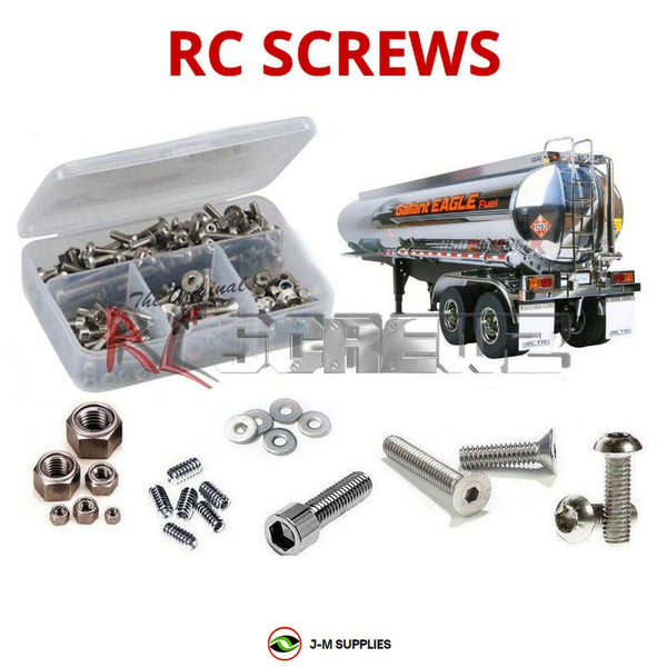 Representative image of an RCScrewZ stainless steel screw kit for Tamiya Fuel Tank 1/14 Truck Trailer (56333); exact kit contents vary by RC model.