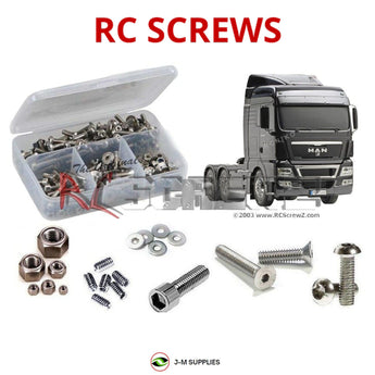 Representative image of an RCScrewZ stainless steel screw kit for Tamiya MAN TGX 26.540 6x4 1/14 Tractor (56346); exact kit contents vary by RC model.