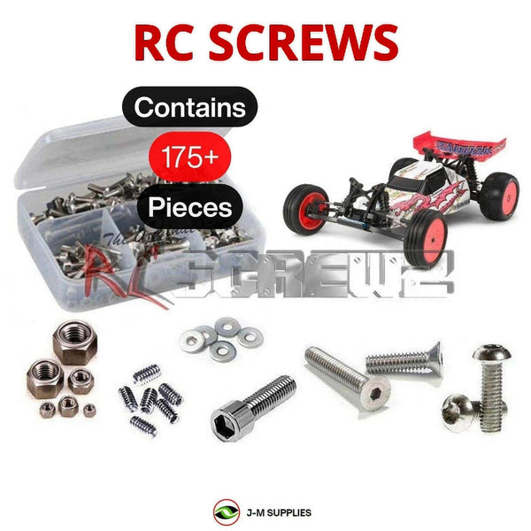Representative image of an RCScrewZ stainless steel screw kit for Tamiya Zahhak DN-01 1/10 Electric 2WD Buggy (58477); exact kit contents vary by RC model.