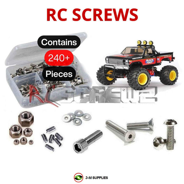 Representative image of an RCScrewZ stainless steel screw kit for Tamiya Blackfoot 2016 1/10 Electric 2WD Truck (58633); exact kit contents vary by RC model.