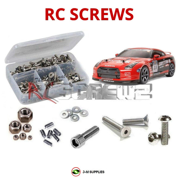 Representative image of an RCScrewZ stainless steel screw kit for Tamiya Motul Nismo GT-R TA05 1/10 4WD Touring Car (58466); exact kit contents vary by RC model.