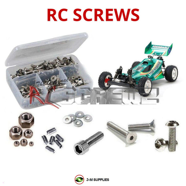 Representative image of an RCScrewZ stainless steel screw kit for Tamiya Top-Force 2017 1/10 Electric 4WD Buggy (47350); exact kit contents vary by RC model.