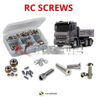 Representative image of an RCScrewZ stainless steel screw kit for Tamiya Arocs 3348 6x4 Tipper 1/14 Electric Truck (56357); exact kit contents vary by RC model.