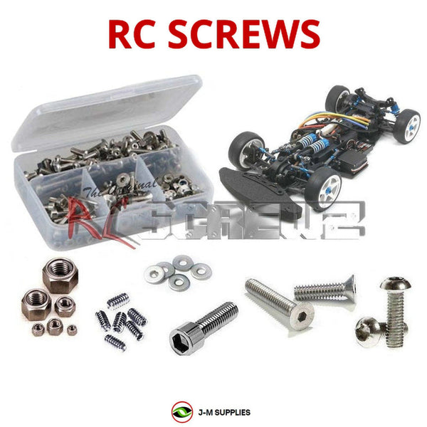 Representative image of an RCScrewZ stainless steel screw kit for Tamiya TA06 Pro 1/10 Electric 4WD Touring Car (92243); exact kit contents vary by RC model.