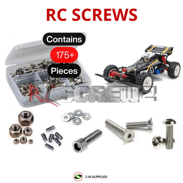 Representative image of an RCScrewZ stainless steel screw kit for Tamiya Hotshot II 2024 1/10 Electric 4WD Buggy (58737); exact kit contents vary by RC model.
