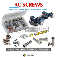 Representative image of an RCScrewZ stainless steel screw kit for Tamiya TRF421 1/10 Electric 4WD Touring (42384); exact kit contents vary by RC model.