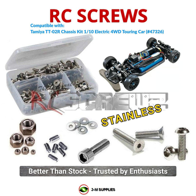 RCScrewZ Stainless Steel Screw Kit tam281 for Tamiya TT-02R 1/10 Electric 4WD On-Road Touring Car Chassis Kit (#47326, #84409) | SET