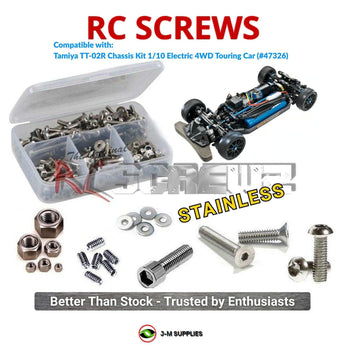 J-M SUPPLIES RC Parts Store - RCScrewZ Stainless Steel Screw Kit tam281 for Tamiya TT-02R 1/10 Electric 4WD On-Road Touring Car Chassis Kit (#47326, #84409) | SET