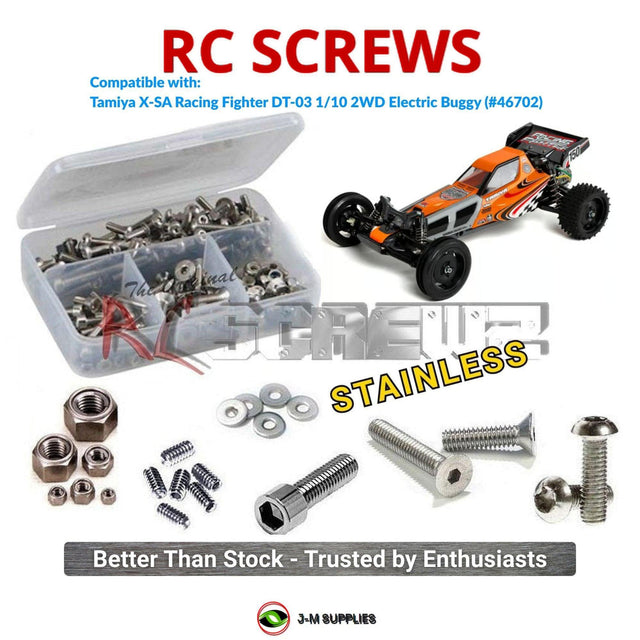 RCScrewZ Stainless Steel Screw Kit tam286 for Tamiya X-SA Racing Fighter DT-03 1/10 Electric 2WD Off-Road Buggy (#46702) | SET