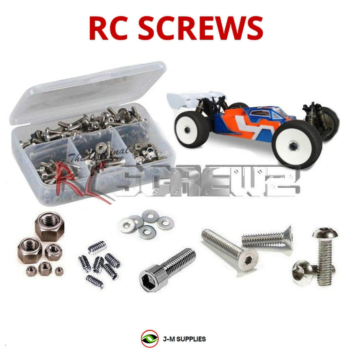 Representative image of an RCScrewZ stainless steel screw kit for Tekno EB48.4 1/8 Electric 4WD Buggy (TKR8000); exact kit contents vary by RC model.