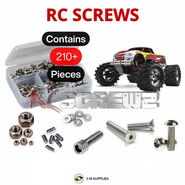 Representative image of an RCScrewZ stainless steel screw kit for Traxxas T-Maxx 2.5 1/10 Nitro 4WD MT (4910); exact kit contents vary by RC model.