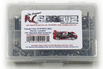 Representative image of an RCScrewZ stainless steel screw kit for Traxxas Nitro 4-Tec/Pro 1/10 Nitro 4WD TC (4810, 4804, 4801); exact kit contents vary by RC model.