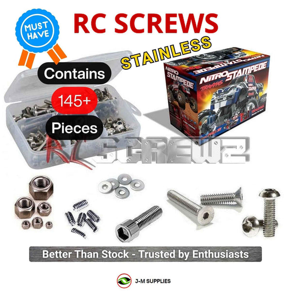 Representative image of an RCScrewZ stainless steel screw kit for Traxxas Nitro Stampede 1/10 Nitro 2WD MT (4109); exact kit contents vary by RC model.