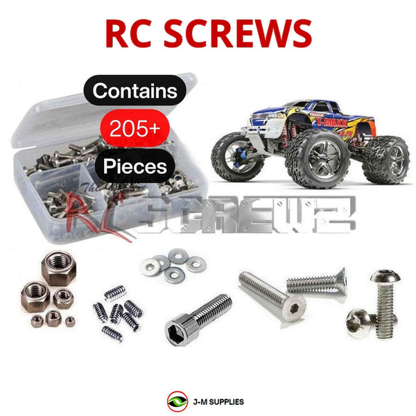 Representative image of an RCScrewZ stainless steel screw kit for Traxxas T-Maxx 3.3 1/10 Nitro 4WD MT (4907); exact kit contents vary by RC model.