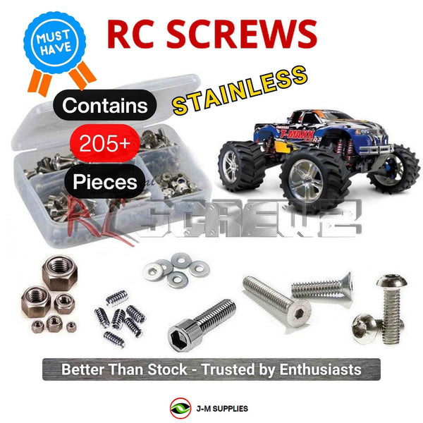 Representative image of an RCScrewZ stainless steel screw kit for Traxxas T-Maxx Classic 2.5R 1/10 Nitro 4WD MT (49104-1); exact kit contents vary by RC model.