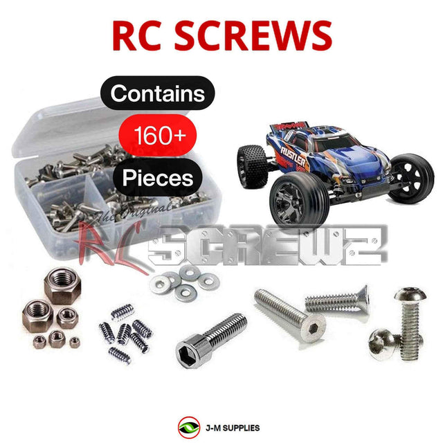 RCScrewZ Stainless Steel Screw Kit tra023 for Traxxas Rustler VXL RTR 1/10 Electric 2WD Stadium Truck (3707) | SET