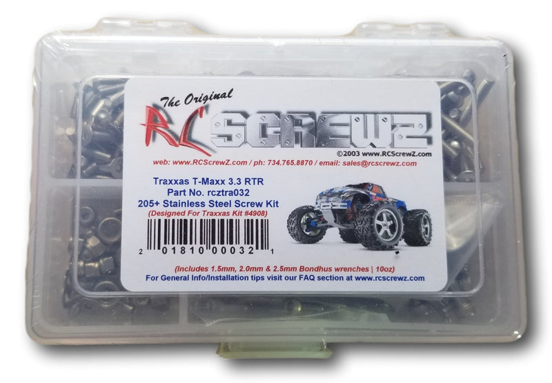 RCScrewZ Stainless Steel Screw Kit tra032 for Traxxas T-Maxx 3.3 Edition 1/10 Nitro 4WD Monster Truck (4908) | SET