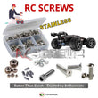 Representative image of an RCScrewZ stainless steel screw kit for Traxxas E-Revo 1/10 Electric 4WD MT (5603, 56085, 56087); exact kit contents vary by RC model.