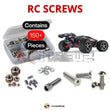 Representative image of an RCScrewZ stainless steel screw kit for Traxxas 1/16 E-Revo VXL 4WD Mini MT (71054, 71074); exact kit contents vary by RC model.