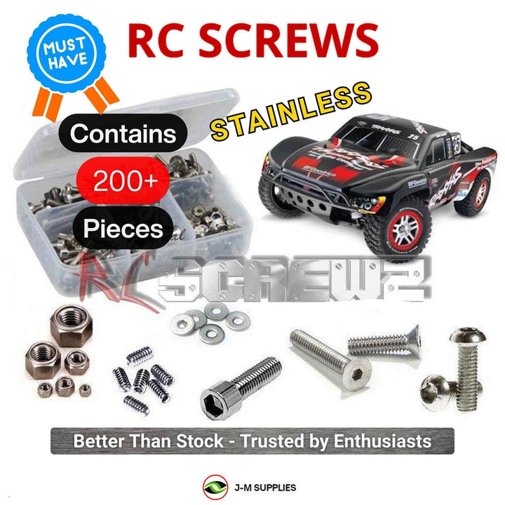 Representative image of an RCScrewZ stainless steel screw kit for Traxxas Slash 4X4 1/10 Electric 4WD SCT (68086); exact kit contents vary by RC model.