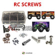 Representative image of an RCScrewZ stainless steel screw kit for Traxxas Monster Jam 1/10 Electric 2WD MT; exact kit contents vary by RC model.
