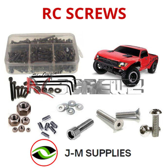 Representative image of an RCScrewZ stainless steel screw kit for Traxxas F-150 SVT Raptor 1/10 Electric 2WD Truck (58064); exact kit contents vary by RC model.