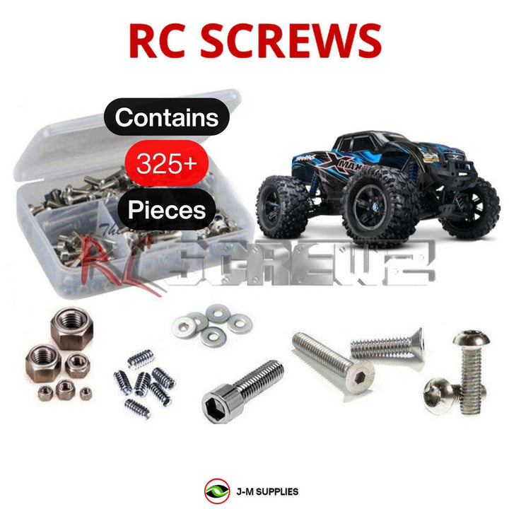 Representative image of an RCScrewZ stainless steel screw kit for Traxxas X-Maxx 4X4 TSM 1/5 Electric 4WD MT (77076-4); exact kit contents vary by RC model.