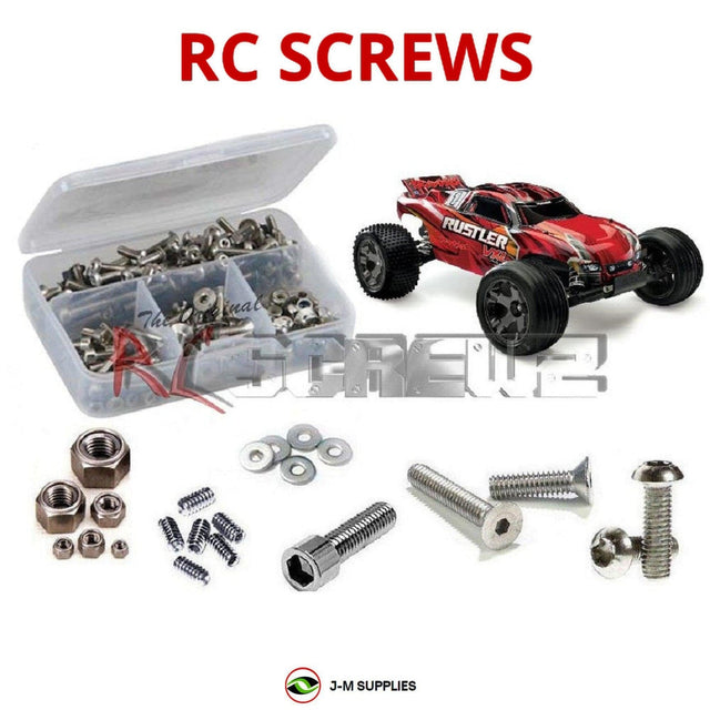 RCScrewZ Stainless Steel Screw Kit tra066 for Traxxas Rustler VXL TSM 1/10 Electric 2WD Stadium Truck (67076-3) | SET