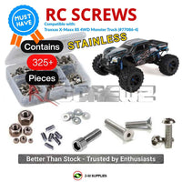 Representative image of an RCScrewZ stainless steel screw kit for Traxxas X-Maxx 8S 1/5 Electric 4WD MT (77086-4); exact kit contents vary by RC model.