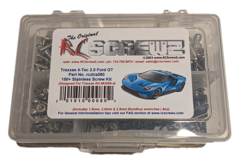 RCScrewZ Stainless Steel Screw Kit tra080 for Traxxas 4-Tec 2.0 Ford GT Supercar 1/10 Electric AWD On-Road Touring Car (83056-4) | SET