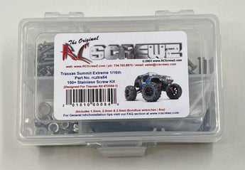 Representative image of an RCScrewZ stainless steel screw kit for Traxxas Summit Extreme 1/16 Electric 4WD MT (72054-1); exact kit contents vary by RC model.