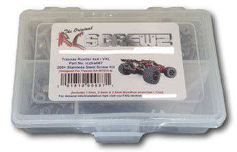 Representative image of an RCScrewZ stainless steel screw kit for Traxxas Rustler 4X4 VXL 1/10 Electric 4WD Truck (67076-4); exact kit contents vary by RC model.