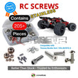Representative image of an RCScrewZ stainless steel screw kit for Traxxas Rustler 4X4 VXL 1/10 Electric 4WD Truck (67076-4); exact kit contents vary by RC model.