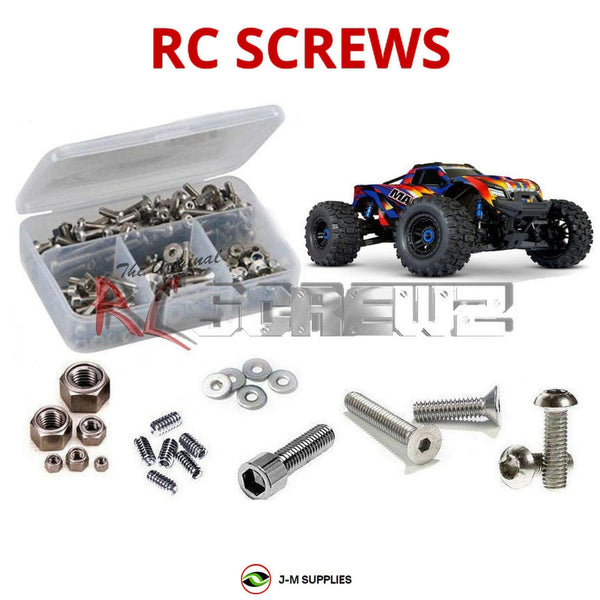 Representative image of an RCScrewZ stainless steel screw kit for Traxxas Maxx WideMaxx 1/10 4WD Monster Truck (89086-4); exact kit contents vary by RC model.