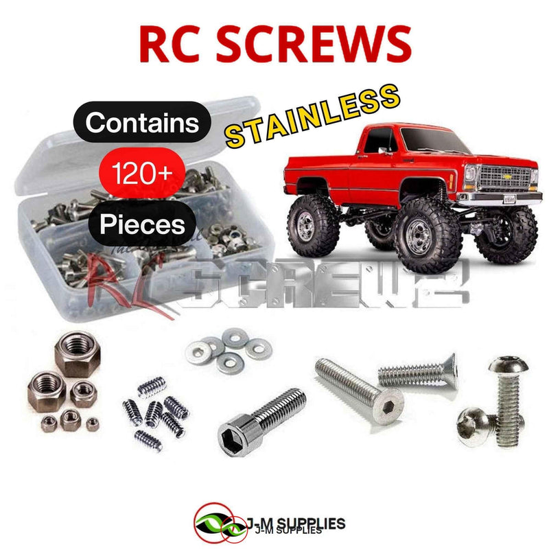 Representative image of an RCScrewZ stainless steel screw kit for Traxxas TRX-4M K10 High Trail 1/18 4WD Crawler (97064-1); exact kit contents vary by RC model.