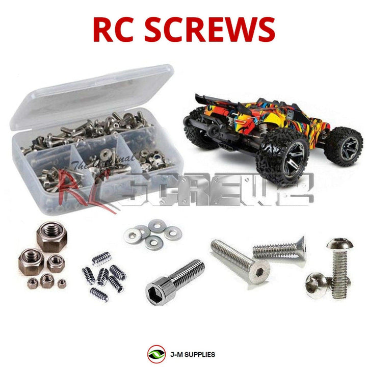 Representative image of an RCScrewZ stainless steel screw kit for Traxxas Rustler BL-2S 1/10 4WD Stadium Truck (67164-4); exact kit contents vary by RC model.