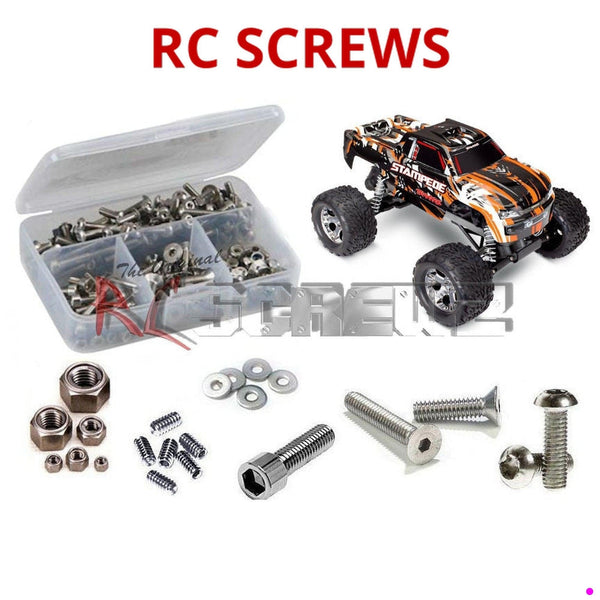 Representative image of an RCScrewZ stainless steel screw kit for Traxxas Stampede XL-5 USB-C 1/10 2WD Monster Truck (36054-8); exact kit contents vary by RC model.