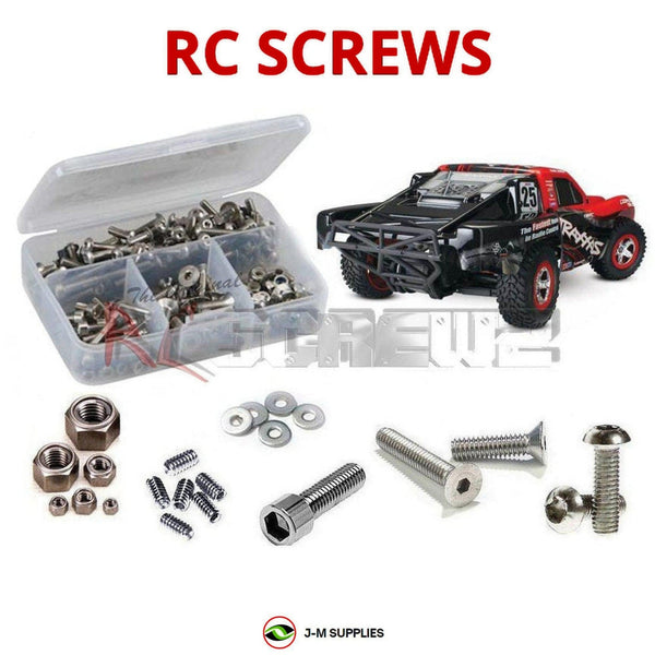 Representative image of an RCScrewZ stainless steel screw kit for Traxxas Slash VXL 272R 1/10 2WD SCT (58076-74); exact kit contents vary by RC model.