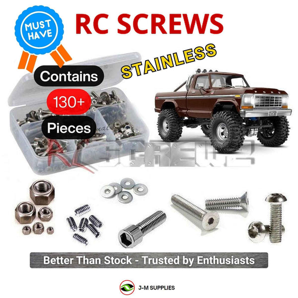 Representative image of an RCScrewZ stainless steel screw kit for Traxxas TRX-4M F-150 High Trail 1/18 Crawler (97044-1); exact kit contents vary by RC model.