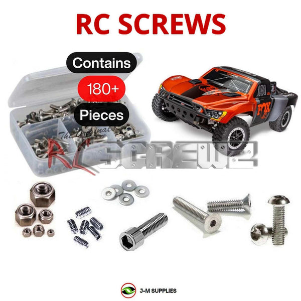 Representative image of an RCScrewZ stainless steel screw kit for Traxxas Slash 2WD VXL-3S 1/10 SCT (58376-74); exact kit contents vary by RC model.