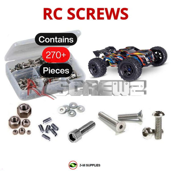 Representative image of an RCScrewZ stainless steel screw kit for Traxxas Sledge 6S Belted 1/8 MT (95096-4); exact kit contents vary by RC model.