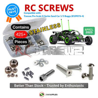 Representative image of an RCScrewZ stainless steel screw kit for Traxxas X-Series Sand Car 1/5 2WD Sand Rail (109076-4); exact kit contents vary by RC model.