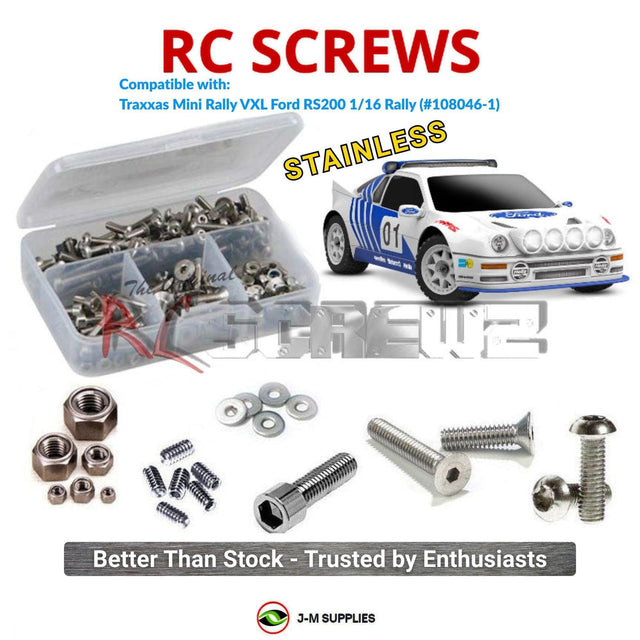 RCScrewZ Stainless Steel Screw Kit tra155 for Traxxas Mini Rally VXL Ford RS200 1/16 Electric AWD Rally Car (108046-1) | SET