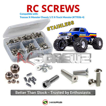 J-M SUPPLIES RC Parts Store - RCScrewZ Stainless Steel Screw Kit tra156 for Traxxas X-Monster Chassis VXL-8S 1/5 Electric 4WD Monster Truck (77036-4) | UPG