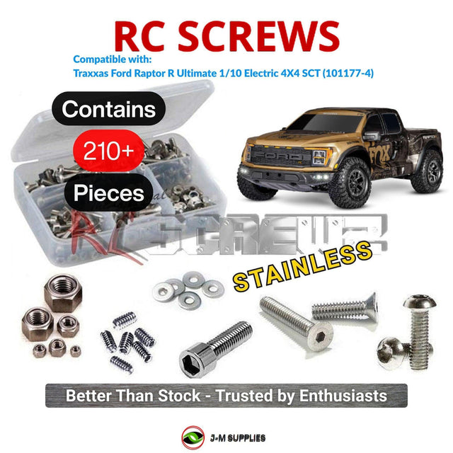 RCScrewZ Stainless Steel Screw Kit tra158 for Traxxas Ford Raptor R 4X4 Ultimate 4S 1/10 Electric 4WD Short Course Truck (101177-4) | SET