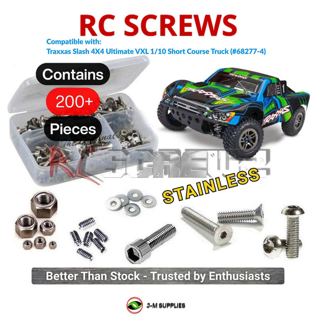 RCScrewZ Stainless Steel Screw Kit tra159 for Traxxas Slash 4X4 Ultimate VXL 1/10 Electric 4WD Short Course Truck (68277-4) | SET
