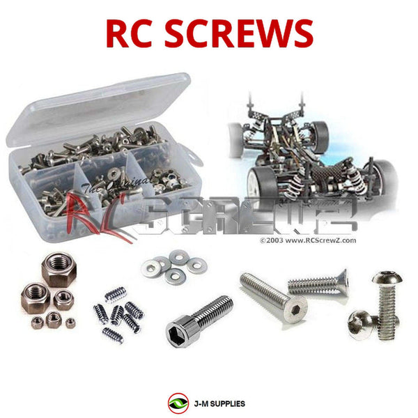 Representative image of an RCScrewZ stainless steel screw kit for Team XRAY T1 1/10th #300000; exact kit contents vary by RC model.