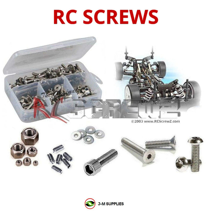 Representative image of an RCScrewZ stainless steel screw kit for Team XRAY T1 1/10 Electric 4WD Touring Car (300000); exact kit contents vary by RC model.