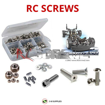 Representative image of an RCScrewZ stainless steel screw kit for Team XRAY T1 EVO2 1/10th #300002; exact kit contents vary by RC model.