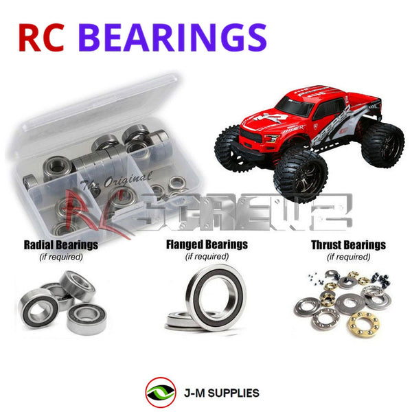 J-M SUPPLIES - RCScrewZ Rubber Shielded Bearing Kit cen027r for CEN Racing Reeper 1/7th #9518 / #9520 | UPG - 
